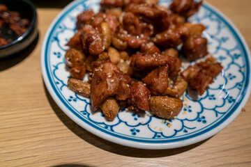 traditional smoked fried beef in Moc Chau, Vietnam. The name of the dish is 