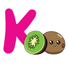 Fruit Alphabet Clip Art, Fruit A to Z Clipart, Cute a-z Clipart ,Clip Art for Personal and Commercial use, Digital clip art for Download,Kiwi,k