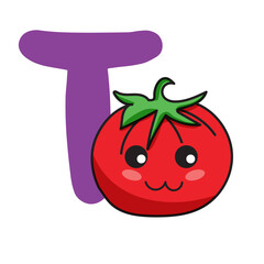 Fruit Alphabet Clip Art, Fruit A to Z Clipart, Cute a-z Clipart ,Clip Art for Personal and Commercial use, Digital clip art for Download,t,Tomato