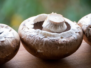 mushrooms on a wooden table