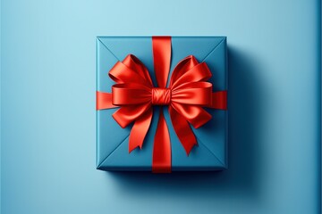Gift box red ribbon bow, AI art