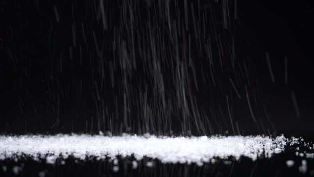 Snowfall on black background with cold wind sound - 50 FPS