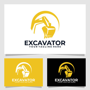 excavator logo vector design silhouette