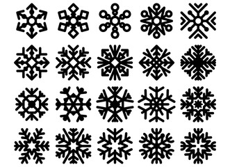 snowflake icon set vector isolated white background