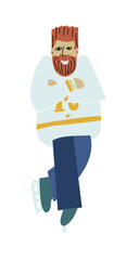 Ice Hockey Player. Hockey player. Simple, doodle, cartoon, hand drawn