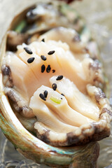 Abalone, thinly sliced raw abalone
