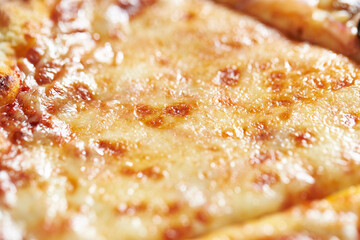 close up of a slice of pizza