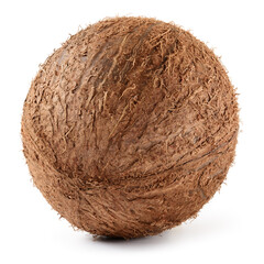 Coconut isolated. Coconutson white background. Whole coconut. Full depth of field.