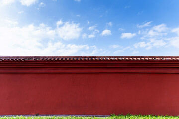 Red courtyard wall in Chinese style house