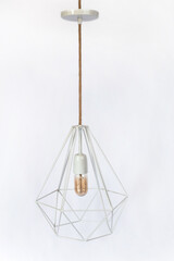 Vintage wire iron lamp. Minimalist deco lamp. Minimalist lighting design for interior home deco.