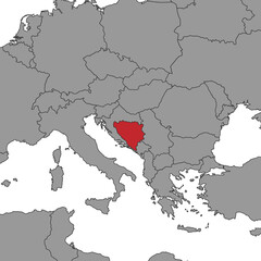 Bosnia and Herzegovina on world map. Vector illustration.