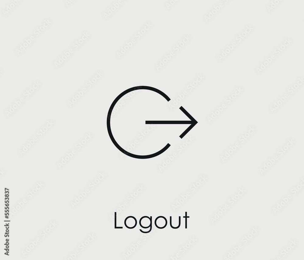Aufkleber logout vector icon. editable stroke. symbol in line art style for design, presentation, website or m