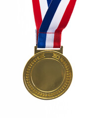 Blank gold medal on white background