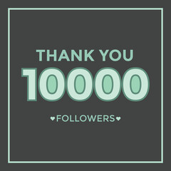 Thank you template for social media followers, subscribers, like. 10000 followers
