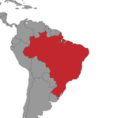 Brazil on world map.Vector illustration.