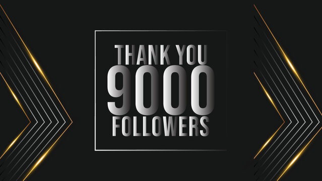 Thank you template for social media followers, subscribers, like. 9000 followers
