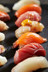  Different types of sushi on a plate