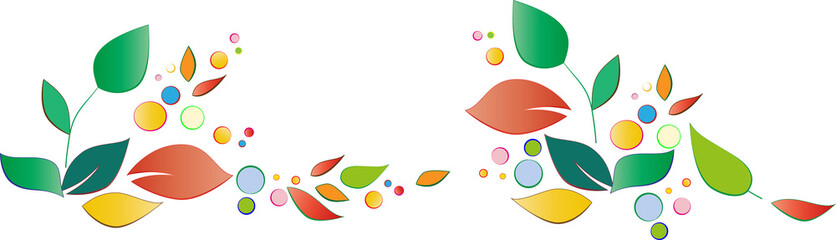 vector drawing, multicolored stylized leaves, isolated