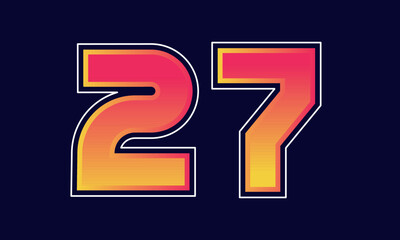 27 Number New Orange Sport Line Logo