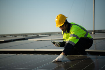 Technicians provide quarterly solar cell maintenance services on the factory roof