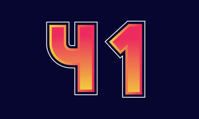 Fototapeta premium 41 Number New Orange Sport Line Logo