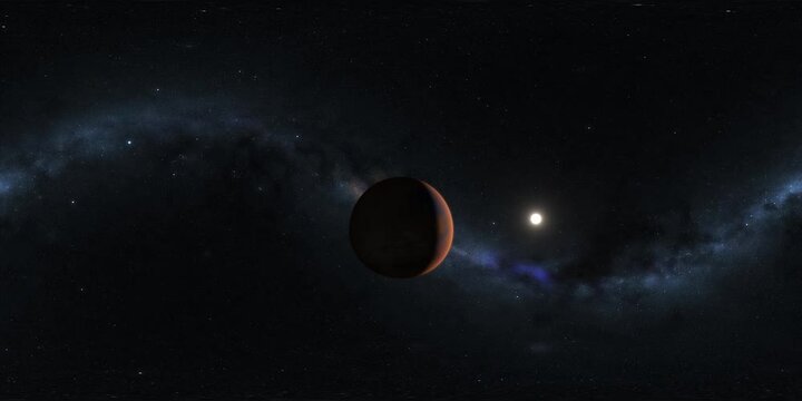 VR 4K 360 degree space background with terraformed Planet Mars Video, equirectangular projection, environment map. HDRI spherical panorama