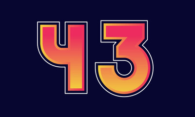 43 Number New Orange Sport Line Logo