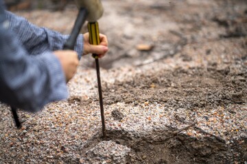 prospecting for gems and panning for gold in the bush in australia