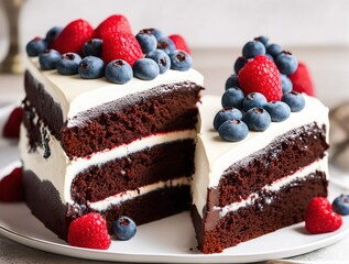 chocolate cake with fruits