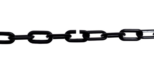 Obraz premium Black plastic chain on white background