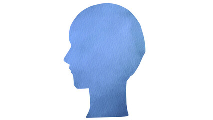 男性の横顔シルエットの水彩風イラスト