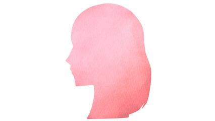女性の横顔シルエットの水彩風イラスト