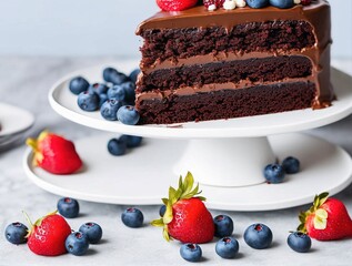chocolate cake with fruits
