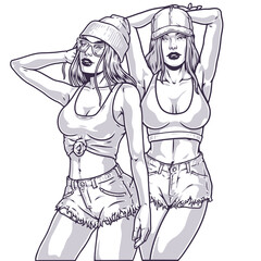 Generation z girls emblem monochrome