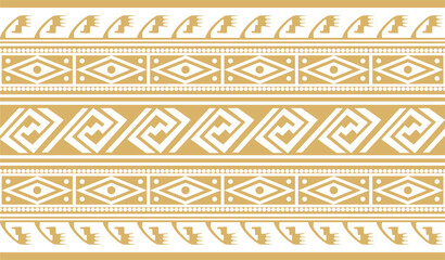 Vector seamless golden border ornament. Native American tribes framework.