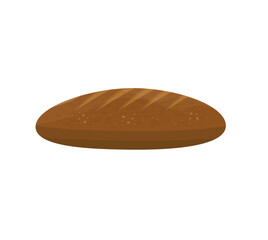 Loaf of black bread isolated. Pastry flat vector illustration.