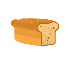 Loaf of white bread for toasts. Pastry, bakery. Design element. Flat vector illustration.