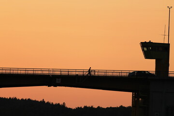 sunset on the bridge  in Sweden