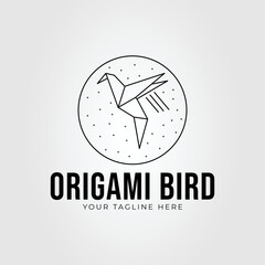 flying origami bird line logo vector illustration design.