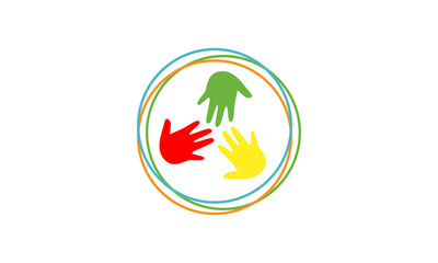 Colorful hand charity logo template symbol vector image