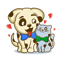 Funny pets cat with dog logo