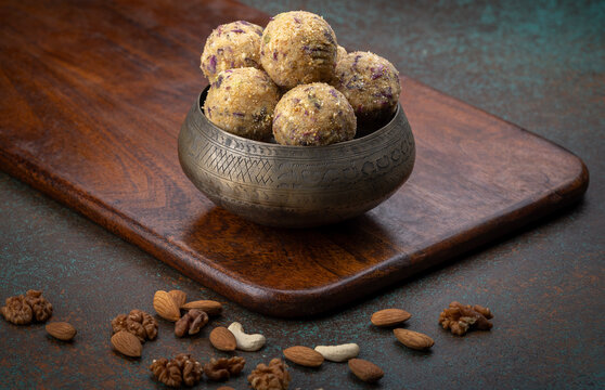 Dry Fruit Ladoo Is A Healthy Ladoo Prepared With Only Dry Fruits Without Any Sugar Or Jaggery, Consumed In Winter In India.