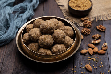 Methi Ladoo or Fenugreek Seed Ladoo is a traditional recipe which is more of an ayurvedic medicine than a sweetmeat.