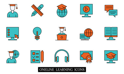 vector online education icon flat.
