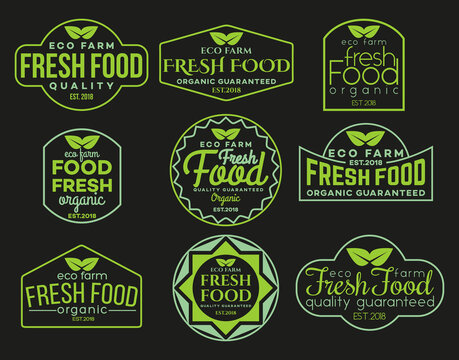 Set of labels with eco food logo
