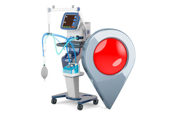 Medical ventilator with map pointer. 3D rendering