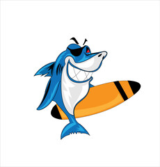 Fish on skateboard vector illustration cartoon 