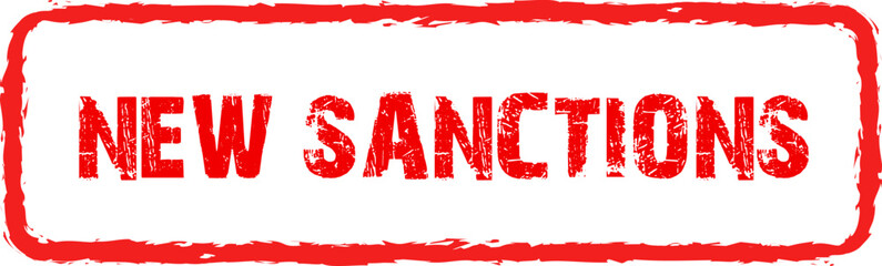 New Sanctions red label and badge, button, stamp isolated on white background. New Sanctions sticker