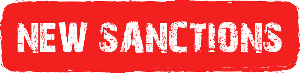 New Sanctions red label and badge, button, stamp isolated on white background. New Sanctions sticker
