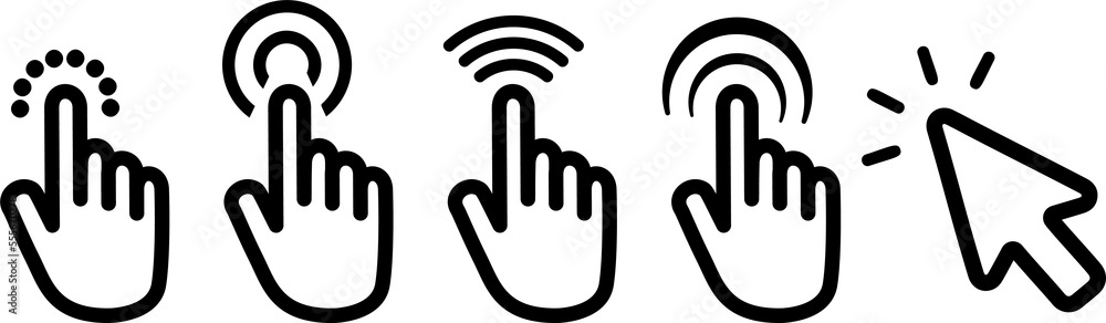 Fototapete Set of hand pointer or cursor mouse push linear icon symbol